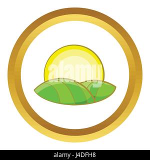 Sun over fields of France vector icon Stock Vector
