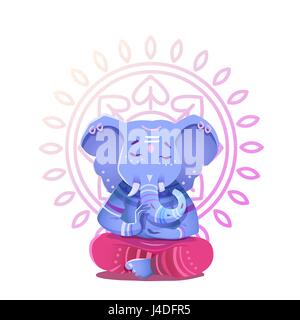 Illustration of Ganesh Indian god of wisdom and prosperity. Ganesh character can be used to print. Stock Vector