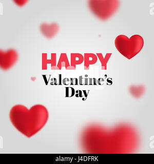 Background for Valentine's Day. Red hearts on a white background 3d effect. Vector illustration with space for text. Stock Vector