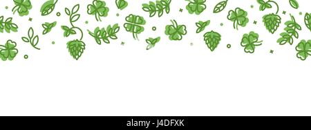 Background with icons on St. Patrick's Day. Style elements thin line. banner template with place for text. Stock Vector