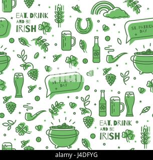 Simple chuck with elements of the Irish holiday. The pattern on St. Patrick's Day style thin line. Stock Vector