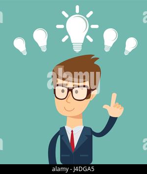 Business person having an bright idea Stock Vector