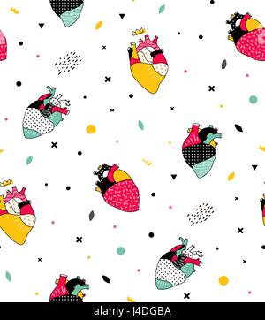 Seamless pattern with human hearts pop. Simple pattern can be used for the cover, fabric, poster. Stock Vector
