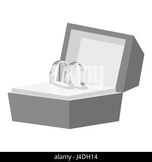 Wedding rings in a box icon, gray monochrome style Stock Vector