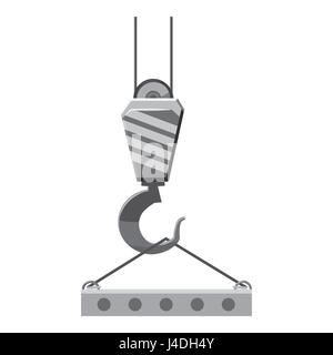 Industrial hook with reinforced concrete slab icon Stock Vector