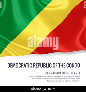 Silky flag of Democratic Republic of the Congo waving on an isolated white background with the white text area for your advert message. 3D rendering. Stock Photo