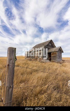 An old one-room schoolhouse in Alberta, Canada. Stock Photo