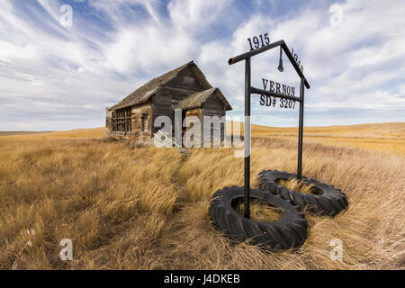An old one-room schoolhouse in Alberta, Canada. Stock Photo