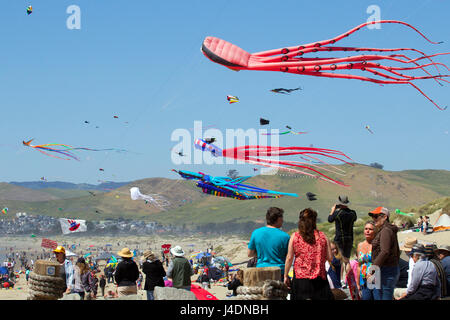 Annual Kite Festival Morro Bay Beach, California Stock Photo