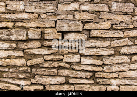 Remnants of an ancient fortress wall. Former city fortifications in the north-west of Russia. Pskov sity. Texture or background. Stock Photo