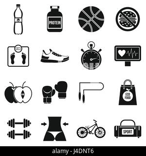 Healthy life icons set, simple style Stock Vector