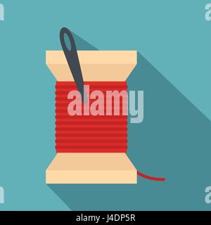 Needle and thread icon, flat style Stock Vector