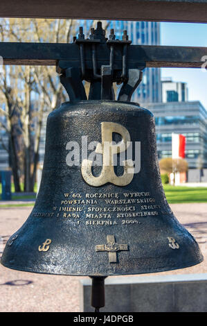 Poland, Warsaw: Bell named Monter, after the commander-in-chief of the Warsaw Upising, Brigadier General Antoni Chrusciel (nickname Monter). Stock Photo