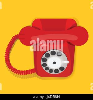 Red Retro Vintage Telephone Communication Icon Vector Illustration Stock Vector