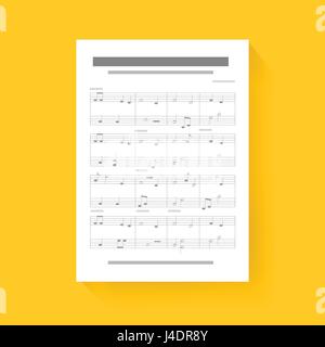 Music Note Sheet Compose Song Icon Illustration Vector Stock Vector