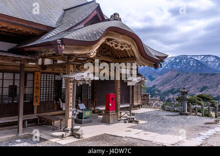 Yamadera is a scenic temple located in the mountains of Yamagata Stock Photo