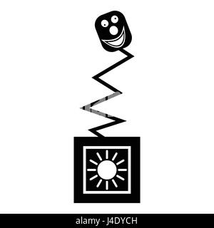 Toy on spring in box icon, simple style Stock Vector