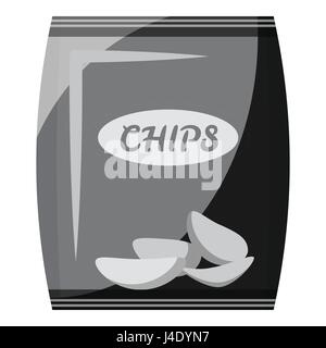 Packing with chips icon, gray monochrome style Stock Vector