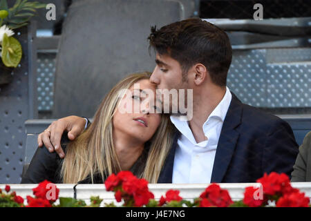 Madrid, Spain. 12th May, 2017. Soccerplayer Alvaro Morata and girlfriend Alice Campello during match Mutua Madrid Open in Madrid on Thursday, May 12, 2017. Credit: Gtres Información más Comuniación on line,S.L./Alamy Live News Stock Photo