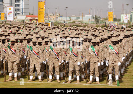 Khartoum, Sudan. 13th May, 2017. Sudan's Rapid Support Forces (RSF) gather during the inauguration in Khartoum, Sudan, May 13, 2017. Sudanese President Omar al-Bashir on Saturday directed Sudan's Rapid Support Forces (RSF) to confront tribal conflicts in Darfur region and resolve them peacefully or militarily. Al-Bashir on Saturday attended the inauguration of the biggest batch of RSF forces that amounted to 11,450. Credit: Mohamed Babiker/Xinhua/Alamy Live News Stock Photo