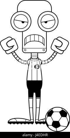 A cartoon soccer player robot looking angry. Stock Vector