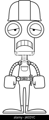 A cartoon construction worker robot looking sad. Stock Vector