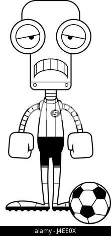 A cartoon soccer player robot looking sad. Stock Vector