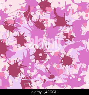 Pink lilac shades ink paint splashes vector colorful background square Stock Vector