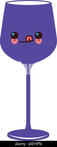 kawaii wine glass cup image Stock Vector