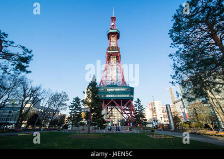 TV tower in downtown Sapporo, Odori Park, Hokkaido, Japan, Asia Stock Photo