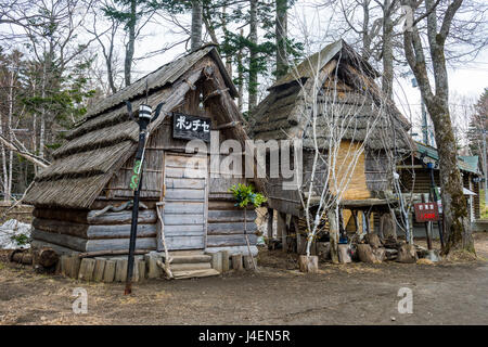 Ainu village in Akan Kohan Onsen, Akan National Park, Hokkaido, Japan, Asia Stock Photo