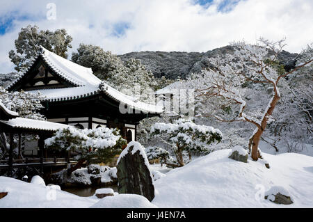 Snow-covered Zen garden in Kodai-ji Temple, Kyoto, Japan, Asia Stock Photo