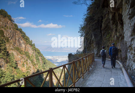Couple hiking in Cang Mountains, Dali, Yunnan, China, Asia Stock Photo