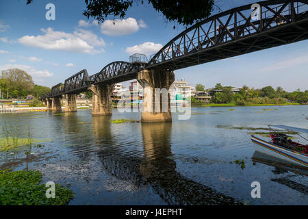 Death Railway Bridge, Bridge over River Kwai, Kanchanaburi, Thailand, Southeast Asia, Asia Stock Photo