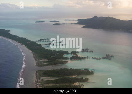 Aerial of Bora Bora, Society Islands, French Polynesia, Pacific Stock Photo