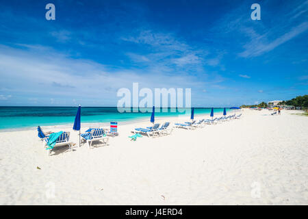 Sun loungers on world class Shoal Bay East beach, Anguilla, British Oversea territory, West Indies, Caribbean, Central America Stock Photo