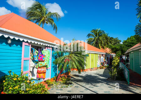 Colourful souvenir shops in Roadtown, Tortola, British Virgin Islands, West Indies, Caribbean, Central America Stock Photo