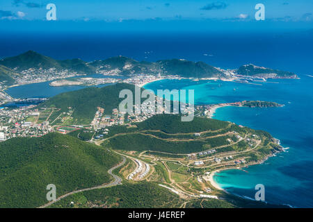 Aerial of Sint Maarten, West Indies, Caribbean, Central America Stock Photo