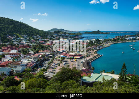 View over Marigot from Fort St. Louis, St. Martin, French territory, West Indies, Caribbean, Central America Stock Photo