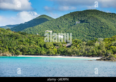 White sand beach in St. John, Virgin Islands National Park, US Virgin Islands, West Indies, Caribbean, Central America Stock Photo