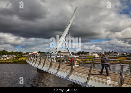 Peace Bridge, across the River Foyle, Derry (Londonderry), County Londonderry, Ulster, Northern Ireland, United Kingdom, Europe Stock Photo