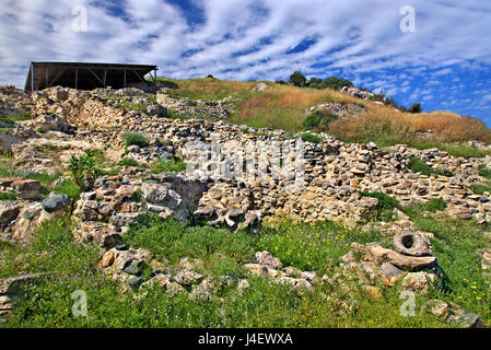 Ruins in the archaeological site of Choirokoitia (or 'Khirokitia' -UNESCO World Heritage Site), a neolithic settlement, Larnaca district, Cyprus. Stock Photo