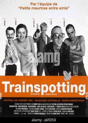 Trainspotting  Year : 1996  UK  Director : Danny Boyle  Robert Carlyle, Kelly Macdonald, Jonny Lee Miller, Ewen Bremner, Ewan McGregor  Movie poster (Fr)    Channel Four Films/Figment Films.  It is forbidden to reproduce the photograph out of context of the promotion of the film. It must be credited to the Film Company and/or the photographer assigned by or authorized by/allowed on the set by the Film Company. Restricted to Editorial Use. Photo12 does not grant publicity rights of the persons represented. Stock Photo