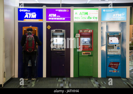 Many cash machine or ATM for Thai people and foreigner travelers make a withdrawing at Don Mueang international airport on February 21, 2017 in Bangko Stock Photo