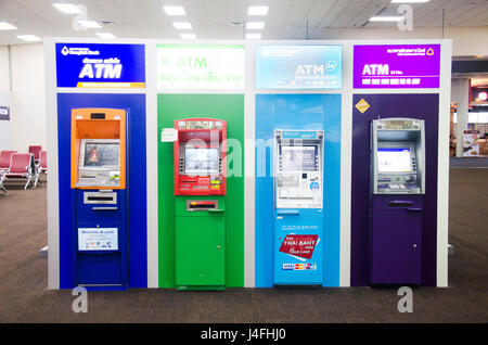 Many cash machine or ATM for Thai people and foreigner travelers make a withdrawing at Don Mueang international airport on February 21, 2017 in Bangko Stock Photo