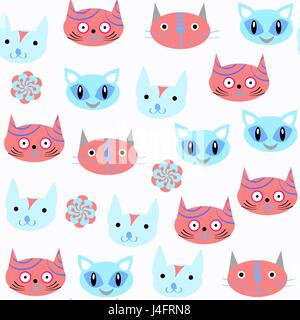 Cats seamless pattern. It is located in swatch menu, vector image. Stock Vector