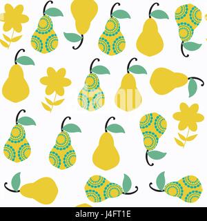Pear seamless pattern. It is located in swatch menu, vector image Stock Vector