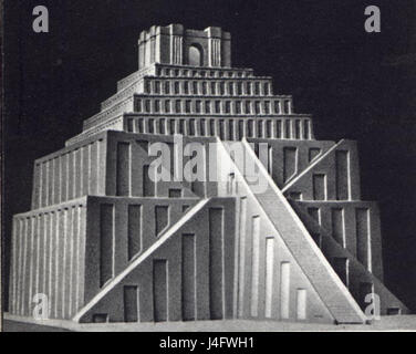 Temple (ziggurat) of the ancient Sumerian city of Ur. Reconstruction of ...