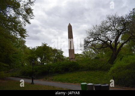 Egyptian Obelisk in Central Park Standing Glorious. It is the Oldest Man-Made Object in Central Park, and the Oldest Outdoor Monument in New York City Stock Photo