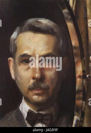 Self portrait in mirror by K.Somov (1928) Stock Photo